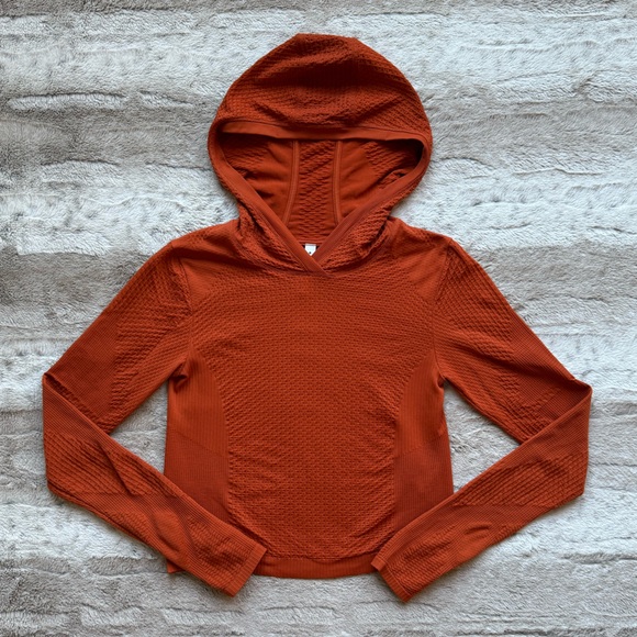 NWOT Athleta Flurry Seamless Cropped Hoodie in Foliage Orange Size S - Picture 4 of 13